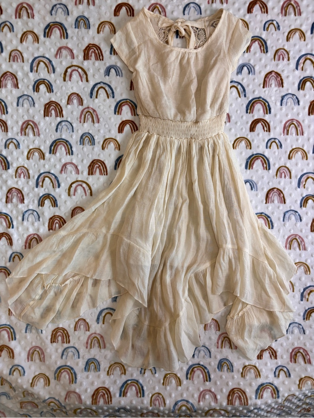 Mia Joy Cream Tiered Ruffle Dress